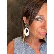 Boucles Oreilles blanche et soleil argent 1.a