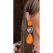 Boucles Oreilles orange et transparent