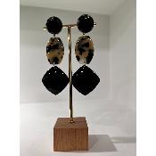 Boucles Oreilles Romy Acétate blanc noir