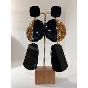 Boucles Oreilles Sylvaine noir or