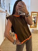 Pull débardeur marron avec lien orange fluo M88052004 IMPERIAL