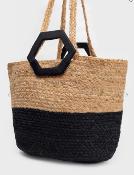 Sac panier bicolore anse bois WBU022 NT