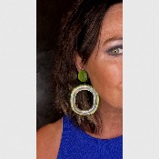 Boucles Oreilles vert miroir et givré