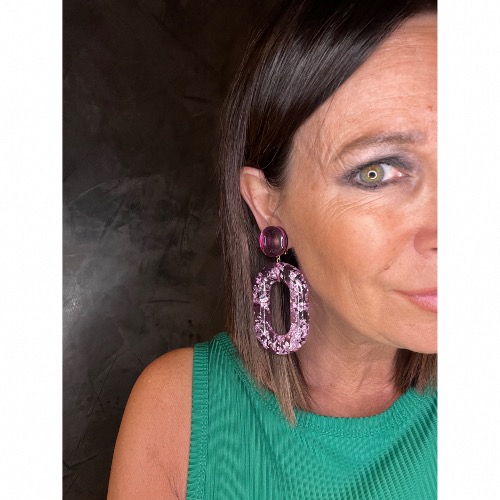 Boucles Oreilles Guzmania rose 