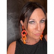 Boucles Oreilles maillons orange givré