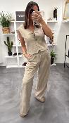 Gilet de barman grège et lignes beige SISTER G&M