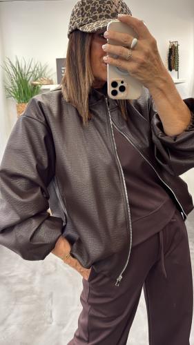 Veste bomber simili marron KXGI1134 KKS