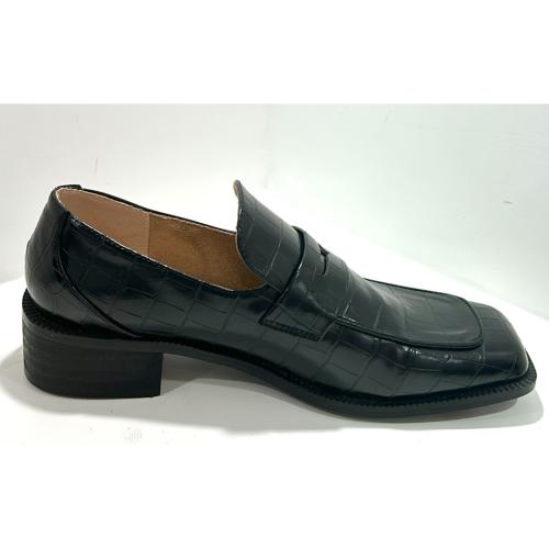 Mocassin noir CROCO MO2323