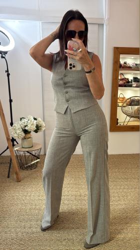 Pantalon fluide coupe droite Sable M8403P