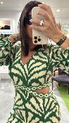 Robe longue beige et verte ROYCE LPE