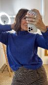 Pull manches longues col roulé bleu WKV005 NT
