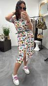 Robe longue imprimé "tickets" M2386A