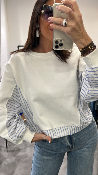 Pull bi-matière bLANC KXMA0186 KKS