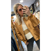 Pull ajouré beige et camel Alicia