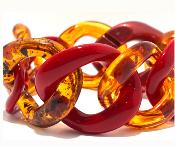 Bracelet maillons à enfiler rouge translucide ambre