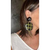 Boucles Oreilles noir et vert 