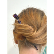 Pic à cheveux torsadé acétate de cellulose violet