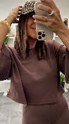 Pull fluide col rond chocolat 054-210062 BSB