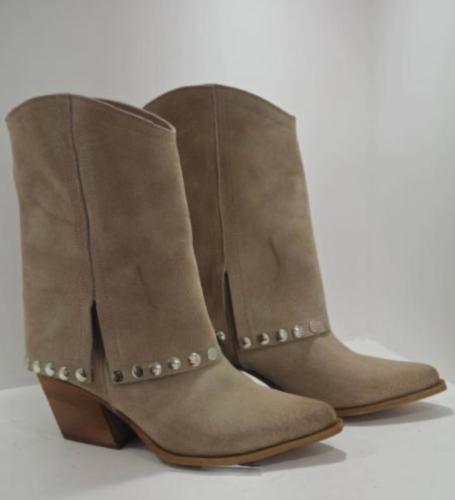Bottines cuir à talons beige GR4356