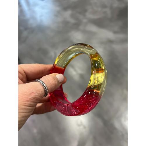 Bracelet jonc rouge et jaune translucide