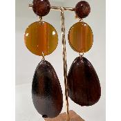 Boucles Oreilles Solange Bois et acétate marron