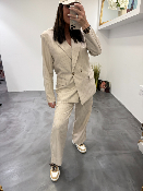 Veste blazer beige à rayures ISOLDE 