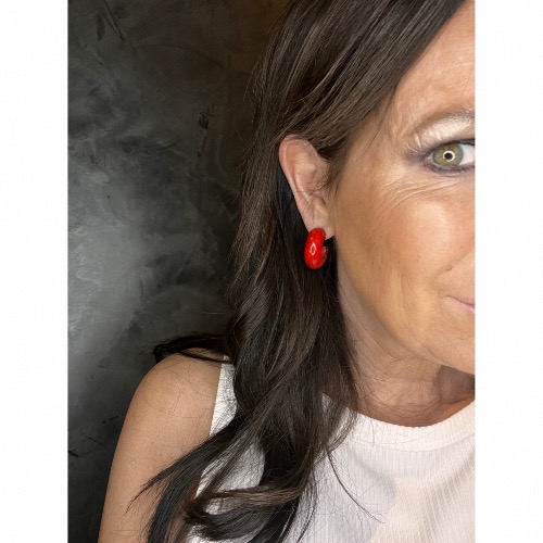 Boucles Oreilles coquillettes rouge
