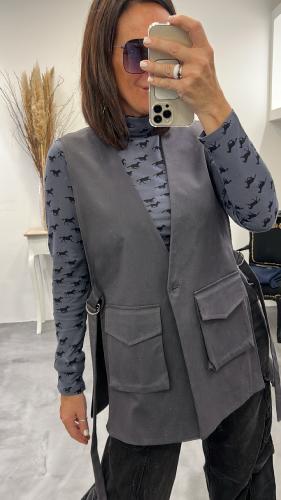 Veste sans manches longue gris 23469339