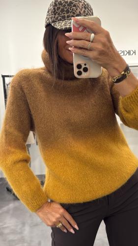 Pull col roulé moutarde MRK635 MR