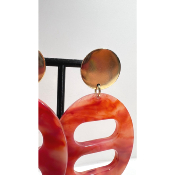 Boucles Oreilles orange rouge doré 