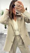 Veste Blazer grge et lignes beige SILLY G&M