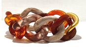Bracelet maillons à enfiler ambre sable et doré