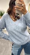 Pull col V bleu ciel MANTIA LPE