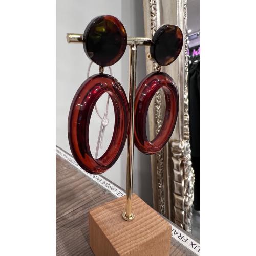 Boucles Oreilles Miroir bordeaux