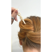 Pic à cheveux plat acétate de cellulose beige et blanc