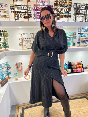 Robe longue chauve souris à rayures ADJUIKMC IMPERIAL