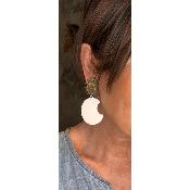 Boucles Oreilles lune et soleil blanc métal argent 1.b