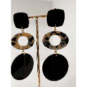 Boucles Oreilles Alba Acétate blanc noir