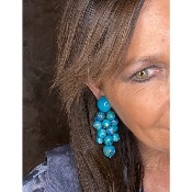 Boucles Oreilles grappe bleu turquoise