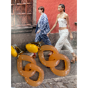 Boucles Oreilles maillons clips orange Bastia
