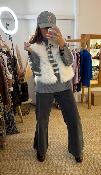 Veste fausse fourrure sans manches blanche 52420299MM 
