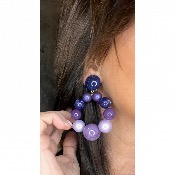 Boucles Oreilles bastilles violet marine 