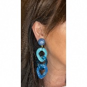 Boucles Oreilles maillons turquoise bleu 