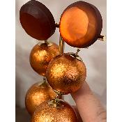 Boucles Oreilles  perles bronze givré