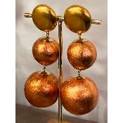 Boucles Oreilles  perles orange bronze