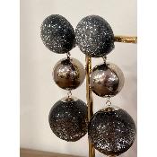 Boucles Oreilles pailleté gris et argent