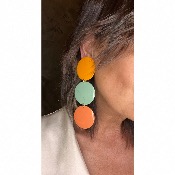 Boucles Oreilles orange vert corail 