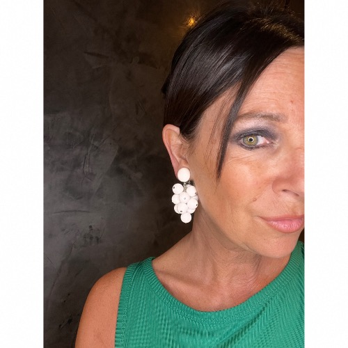 Boucles Oreilles grappe blanc