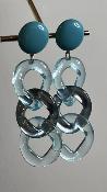 Boucles Oreilles maillons bleu ciel