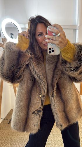 Veste en fourrure synthétique marron V330Y004A DIXIE 